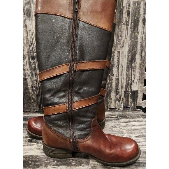 BASS Womens Boots Knee TALL Suede‎ Leather Brown Black Zippered DRESDEN US 8 M - Picture 1 of 7